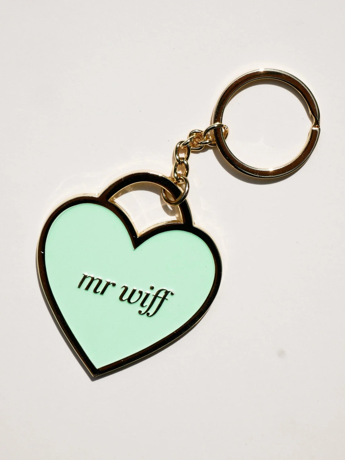 Mr Wiff green heart keychain